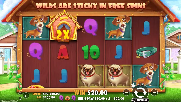 Игровая сцена слота The Dog House от Pragmatic Play