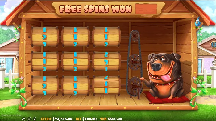 Сcreen for free spins won in The Dog House