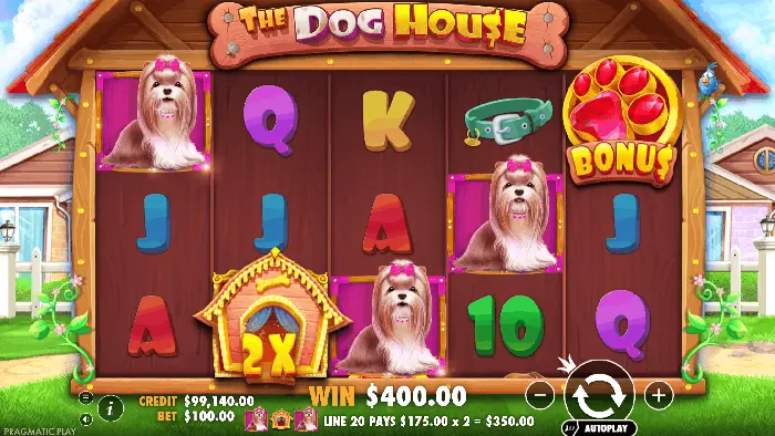 Показ Wild с множителем в слоте The Dog House